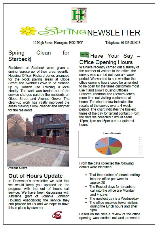 Spring Newsletter 2015 Harrogate Housing Association